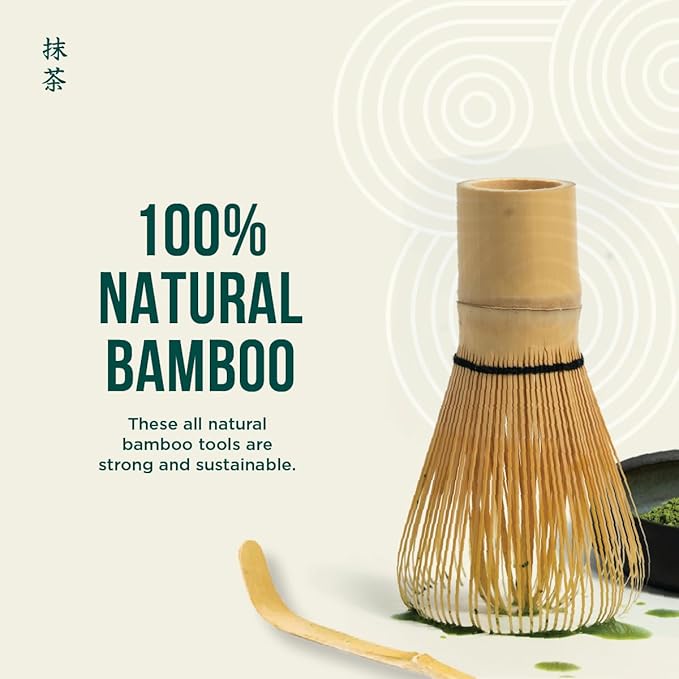 Jade Leaf Matcha - Traditional Bamboo Whisk (Chasen) + Scoop (Chashaku) - Replacement Tea Set For Frequent Green Tea Powder Preparation - Great Gift for Matcha Lovers