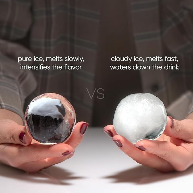 LEMONSODA Premium Clear Ice Ball Maker - 2 Large 2.5 inch Crystal Clear Ice Balls for Whiskey Cocktail - Sphere Ice Mold - Premium Gift Box Included