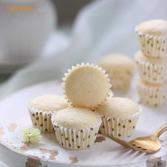 CHEFMADE Mini Muffin Pan, 20-Cavity Non-Stick Tiny Cupcake Pan Bakeware for Oven Baking (Champagne Gold)
