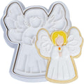 Flycalf Angel Cookie Cutters Christmas with Plunger Stamps Holiday PLA Baking Accessories Cutter Molds Gifts Decorative Party 3.5" Kitchen Cake Supplies