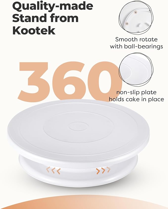 Kootek 71PCs Cake Decorating Kit, Baking Supplies Tools - Includes Cake Stand Turntable, 12 Icing Piping Tips Set, 2 Frosting Spatulas, 3 Scrapers, 50+2 Piping Bags, Coupler, Video Tutorial, Booklet