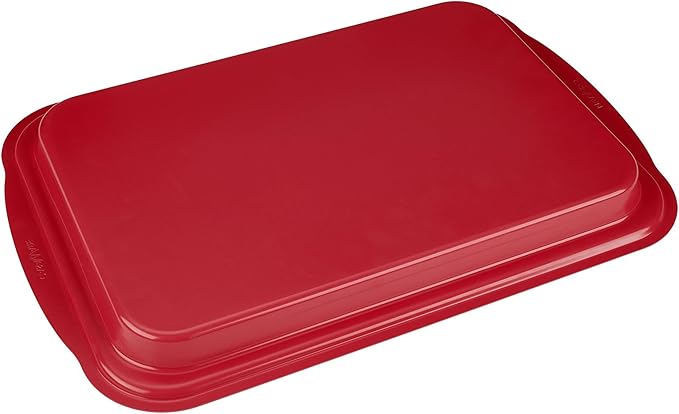 casaWare 17.5 x 12 x 1-Inch Cookie Sheet with 1.5-Inch Handles, Ultimate Series Commercial Weight, Ceramic Non-Stick Coating (Red Granite)