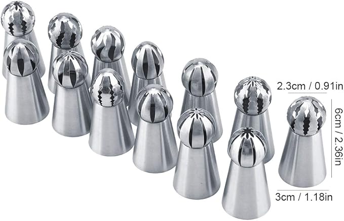 GOTOTOP Russian Piping Tips Set 13 Pcs Russian Icing Piping Nozzles Tips Pastry Cake Buttercream DIY Decor Baking Tool