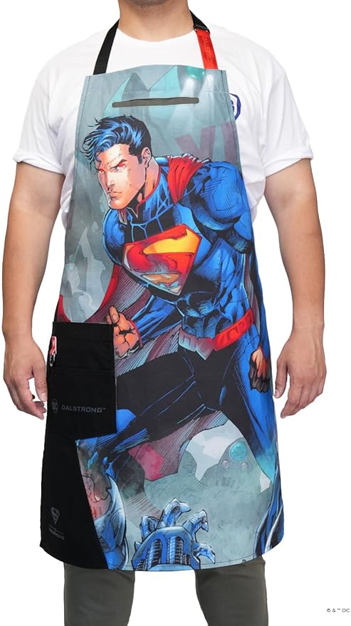 Dalstrong Chef Kitchen Apron - DC Superman™ Man of Steel Edition - Premium Cotton & Nylon Straps - 2 Pockets - Steel Hangloops-Unique Size Fit for All - Stain Resistant