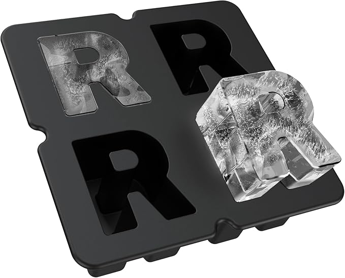 Customized Letter R Ice Cube Mold -Letter Silicone Ice Mold for Custom Ice Cube Mold and Baking Chocolate and Crafting Letter Molds, Ice Cube Molds for Cocktails & Whiskey with Custom Letters