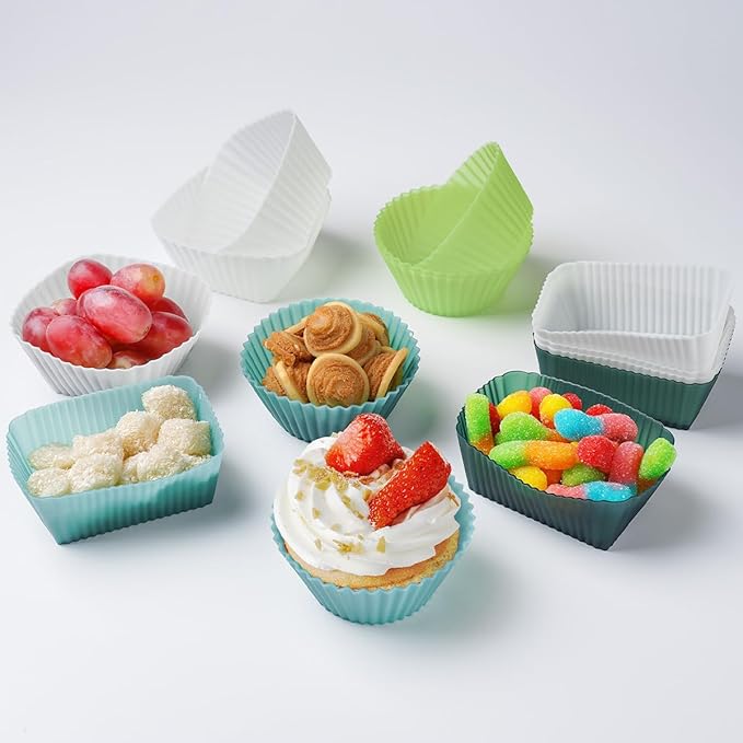 Silicone Cupcake Liners 34 Pack Baking Cups Muffin Liners Nostick Cake Molds Bento Lunch Box Dividers