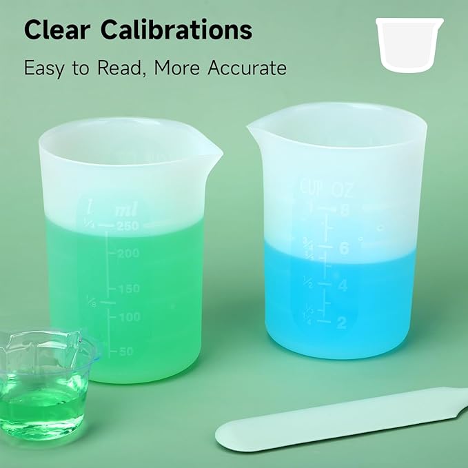 Gartful 250ml Large Silicone Measuring Cups, 8OZ Reusable Squeeze and Pour Resin Cups for Epoxy, Casting Molds, Slime, Craft Art Projects, Cup Making, Waxing, 6 Packs