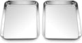 Homikit 2 Pack Baking Sheet, 9 x 7 Inches Stainless Steel Cookie Tray Set for Cooking Toasting, Mini Metal Cookie Toaster Oven Baking Pan Non Stick, Rustproof & Mirror Finish, Dishwasher Safe
