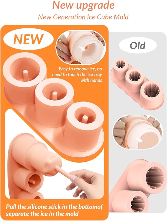 Ice Tray Mold for Stanley Cup, 2025 Tumbler Cup Ice Mold, Silcone Ice Cube Tray with Lid for Tumbler, Easy Fill and Release Ice Maker for Whiskey, Cocktail BPA-Free.30-40 oz