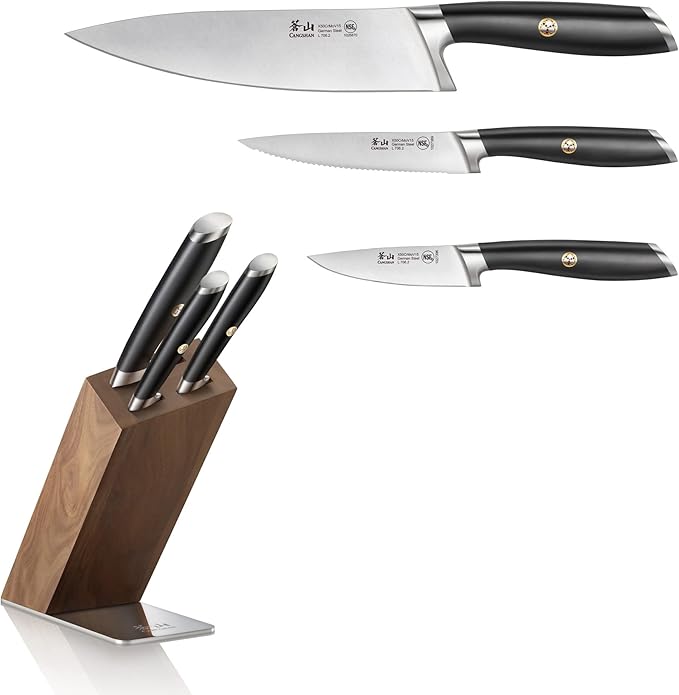 Cangshan L Series 4-Piece HUA Knife Block Set, Forged German Steel, Black, 1026979