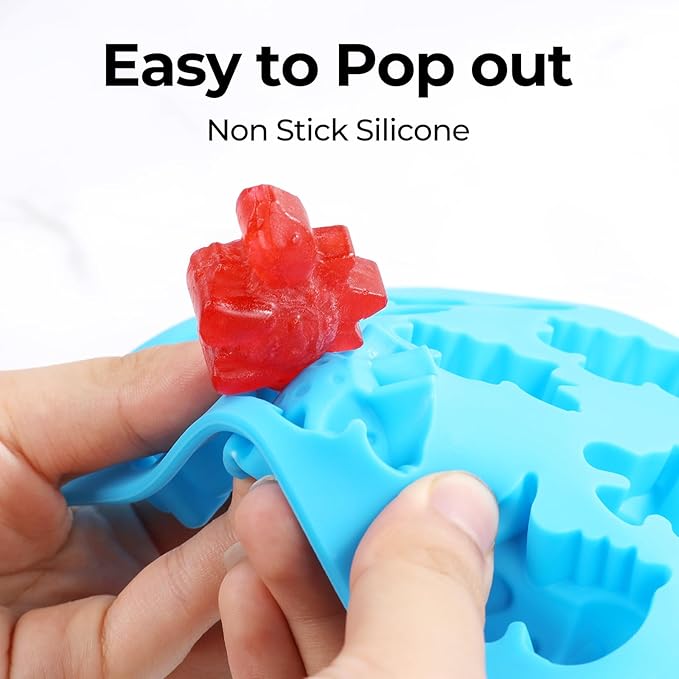 2 Sized Dinosaur Candy Molds Gummy Molds - Regular and Mini size Dinosaur Silicone Chocolate Molds Nonstick Set of 5 Including Triceratops T-Rex Stegosaurus Brontosaurus