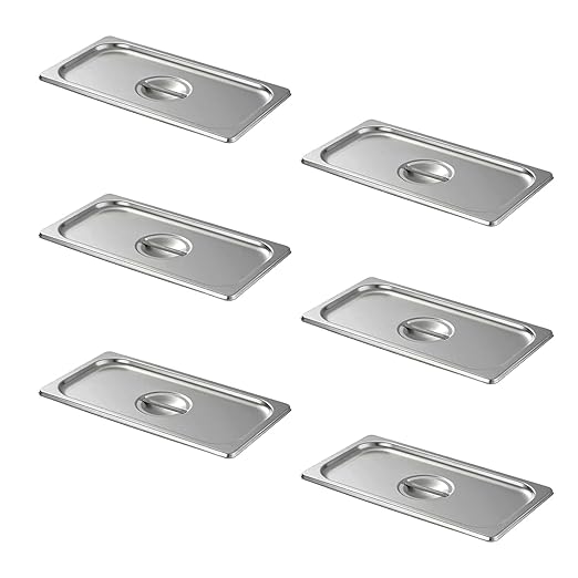 Stainless Steel Pan Lid - Fits 1/3 Size Steam Table Pans Dishwasher Safe for Catering, Buffets, Restaurants