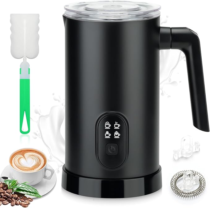 Electric Milk Steamer, 4-in-1 Function Milk Frother, Automatic Hot and Cold Foam Maker & Milk Warmer for Latte, Cappuccinos, Macchiato, Hot Chocolate