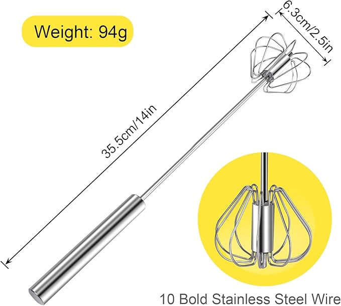 Stainless Steel Egg Whisk, 14 Inch Hand Mixer Whisk, Upgraded Semi-automatic Whisk, Ideal For Blending, Whisking, Baking tool, Beating Eggs, Butter & Milk, Suitable For Home Kitchen Use.