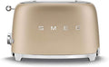 SMEG 2 Slice Toaster with 6 Presets and Defrost Function and Removable Crumb Tray TSF01CHMUS, Matte Champagne
