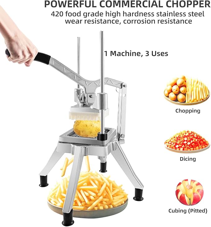Commercial Vegetable Fruit Food Chopper Stainless Steel Replacement Blades, 1/2", 3/8", 1/4" & 6-Wedge Blades for Restaurants Home Kitchen