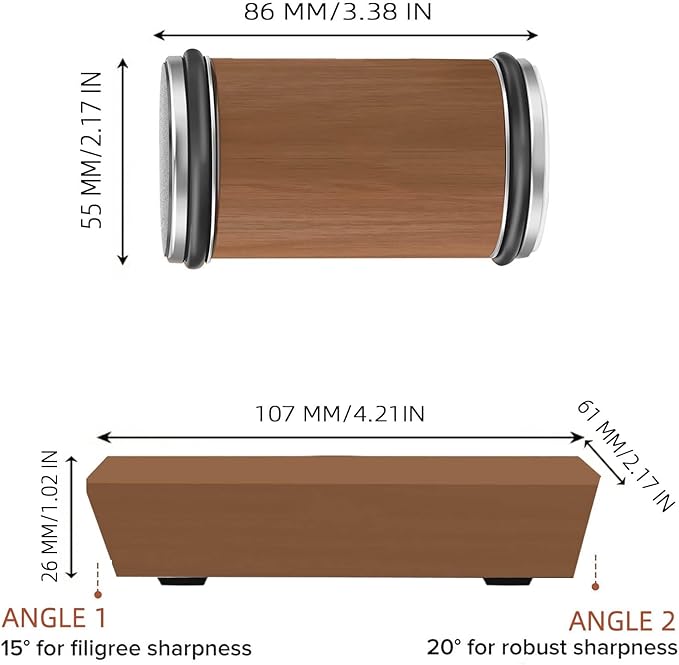 Rolling Knife Sharpener Kit, Rolling Knife Sharpener with 2 Diamond & 1 Corundum Discs,15 & 20 Degree Magnetic Angle for Kitchen Knives,Work Sharp Kitchen Knife Sharpener