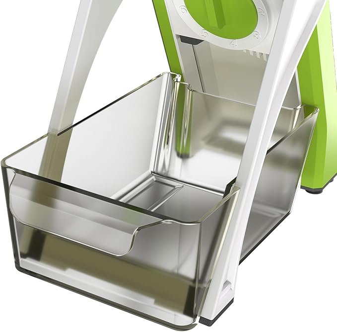 5 in 1 Safe Mandoline Slicer for Kitchen, Safe Vegetable Chopper with Paring Knife, Adjustable Thickness, Easy to Clean, Vegetable Slicer, Slicing, Strips, Shredding, Dicing, Chop (GreenBlack)