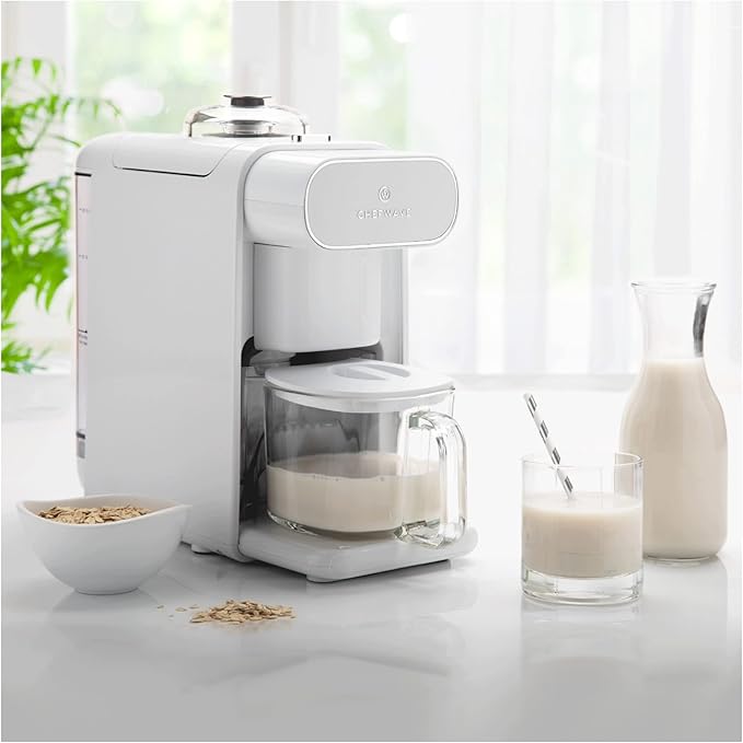 ChefWave Milkmade Non-Dairy Milk Maker (Black/Silver) with Handheld Milk Frother (2 Items)