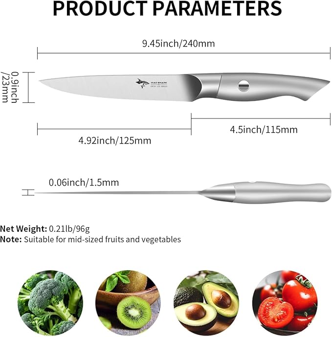 MAD SHARK Paring Knife 5 inch Paring Knives, Small Kitchen Knife, German Stainless Steel Vegetable Knife, Ergonomic Handle Design, Unique Gift for Men/Women