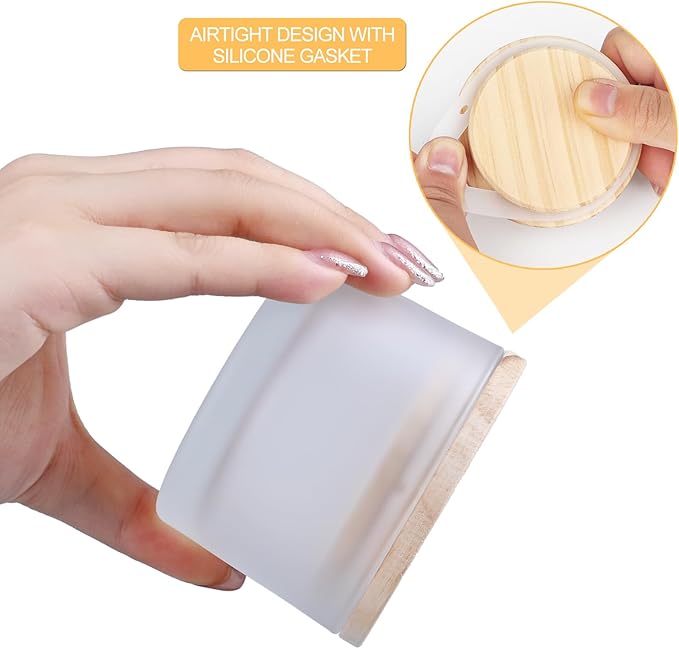 Thick Candle Jars for Making Candles 16 Pcs, 4 OZ Empty Jars with Wood Lids for Candle Making, Sample Container - Dishwasher Safe,Frosted White