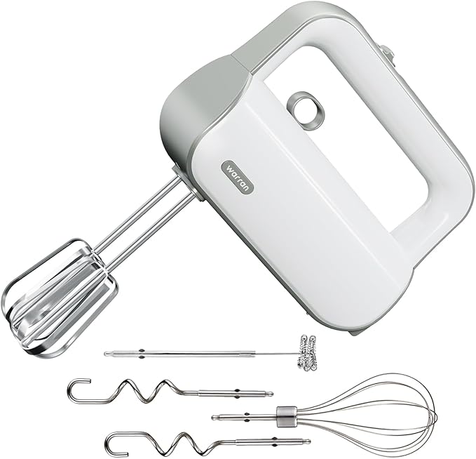 4-in-1 Electric Hand Mixer for Baking, Cooking and Coffee Drinks（Light Olive Green）