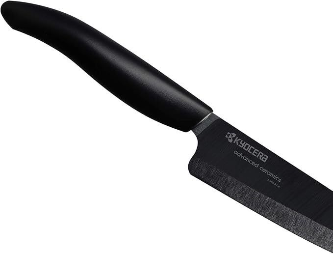 Kyocera Advanced Ceramic Revolution Series 5-inch Slicing Knife, Black Handle, Black Blade