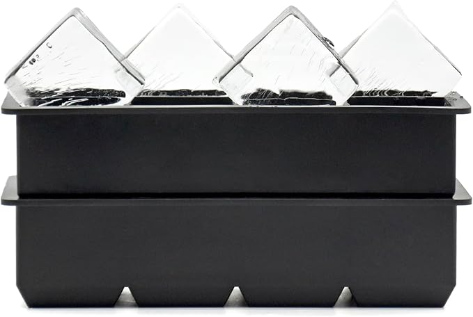 Bangp Large Ice Cube Tray with Bin and Tongs,2 Pack Large Size Silicone Ice Cube Trays for Whiskey, Big Square Ice Cube Molds Making 16 Giant Ice Cubes for Whiskey Cocktails Bourbon