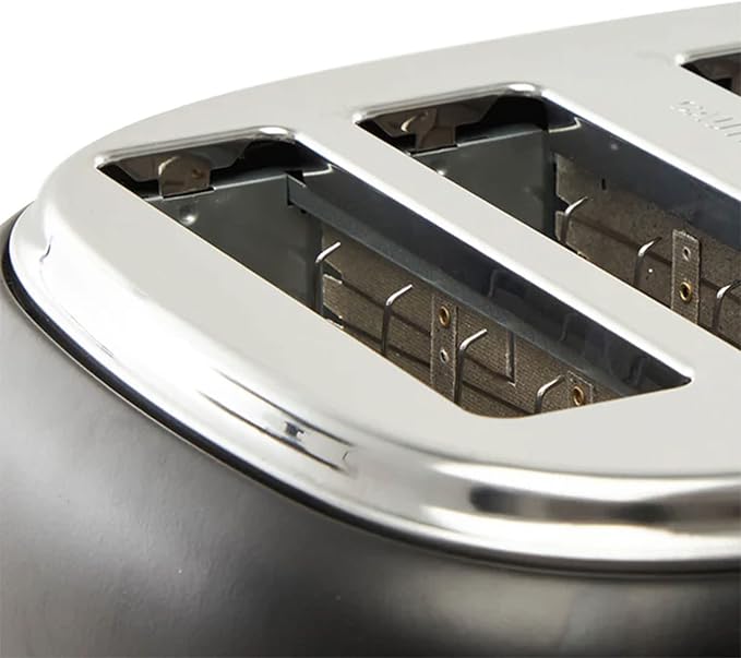 Haden Heritage 4 Slice Wide Slot Stainless Steel Toaster with Adjustable Browning Control & Non-Slip Feet, Black & Chrome
