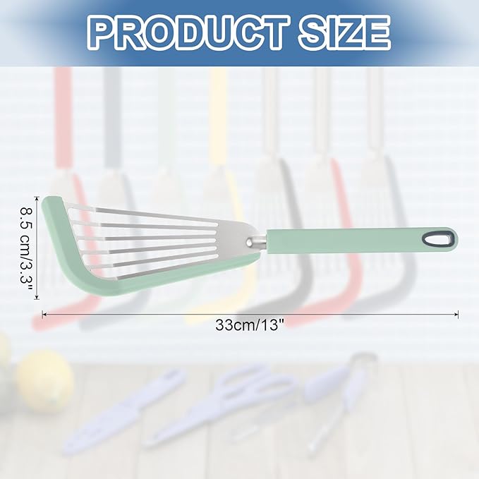 uxcell Silicone Fish Spatulas with Handle Kitchen Cooking Spatula for Egg, Fish, Pancake Green