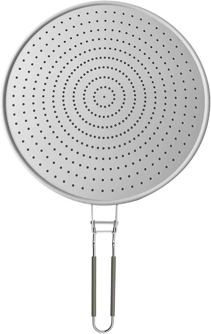 Silicone Splatter Screen for Frying Pan 13 Inch - Grease Splatter Guard with Foldable Handle, Dishwasher Safe & Never Rusts, Fits Most Pans for Stove Top & Bacon Cooking