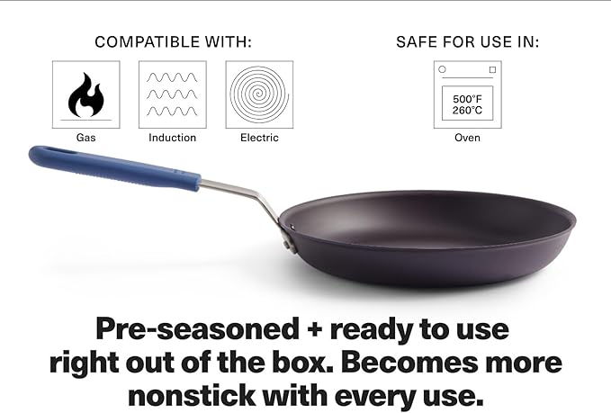 Misen 8 Inch Pre-Seasoned Carbon Steel Fry Pan – Lightweight, Even Heating, Heat Retention – Oven Safe to 500°F – Ideal for Searing, Sautéing, and Frying – Versatile Durable, Easy to Clean