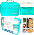 Bento Box Lunch-Box with Bag and Ice Pack, Insulated Lunch Bag and Snack Container Set for Kids Boys Girls Adults. 6 Compartments, Divided Portion Containers, Boxes for School Lunches, Teal