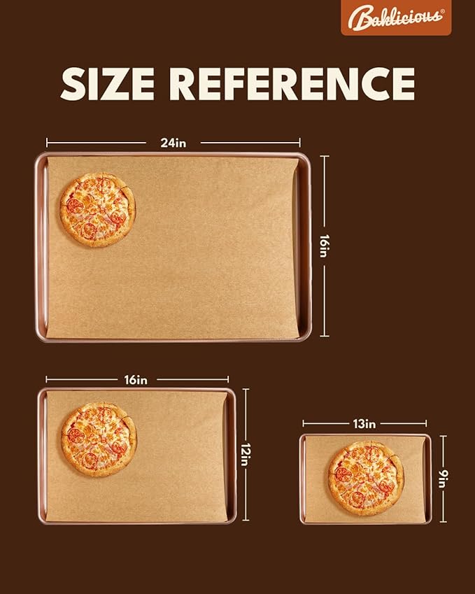 16x24 inch Unbleached Heavy Duty Parchment Paper Sheets, 100Pcs Precut Non-Stick Full Parchment Paper for Baking, Cooking, Grilling, Frying, Steaming, Full Sheet Baking Pan Liners