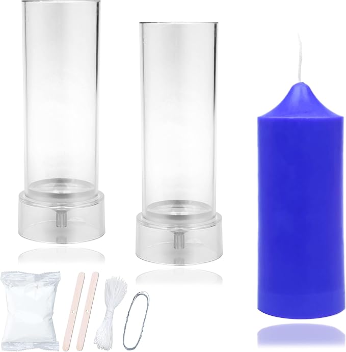 MILIVIXAY 2PCS Pillar Candle Mold -Height: 5.0inch,Diameter:2.0inch-30ft Long Wicks, 2pcs Wick Holders, a Mold Sealer and a Lead Wire Included as a Gift