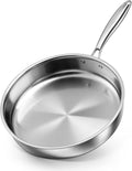 P&P CHEF 12 Inch Stainless Steel Frying Pan, 3-Ply Stainless Steel Pan Skillet, Induction Stir-fry Pan, Oven & All Stoves Safe, Heavy Duty & Even Heat, Dishwasher Safe, Silver, (1 Piece)