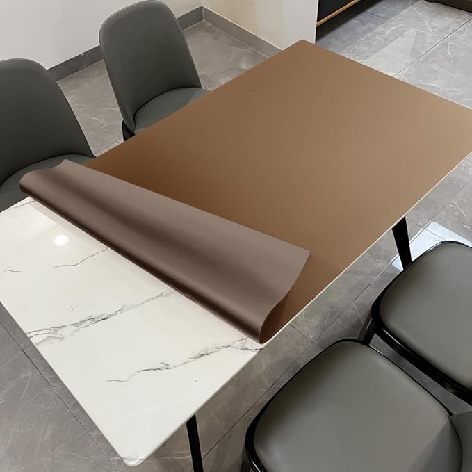 Leather Table Pad,1.8mm Thick,40x96 Inch,Dining Table Pad,Table Pads for Dining Room Table Rectangular,Table Protector for Dining Room Table(Mud Color+Champagne Gold,40x96)