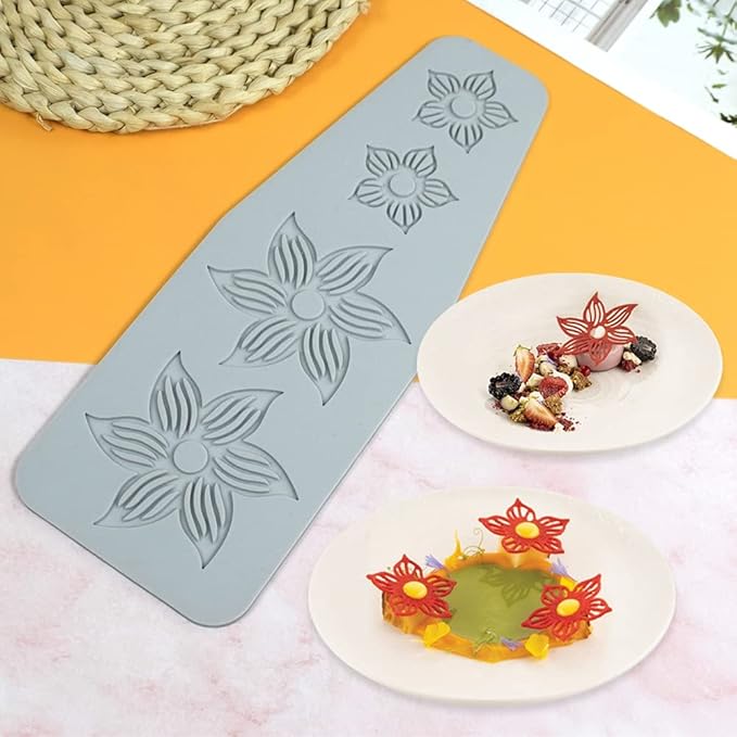 Hollow Leaf Silicone Mold Chocolate Candy 3D Hollow Leaf Candy Mold Food Cooking Meals Decorations Fondant Mold Polymer Clay Molds (Flower A_10.48x3.84x0.12inch)