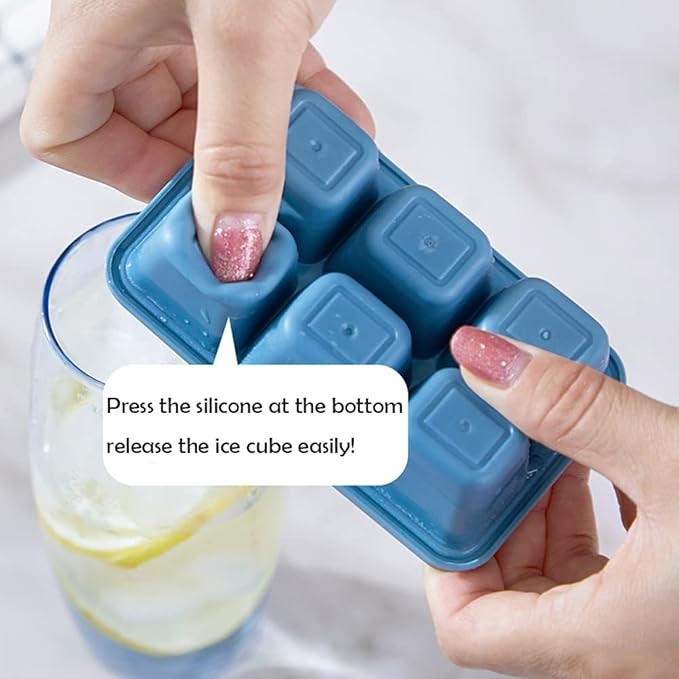 Ice Cube Trays for Freezer 3 Pack - Mini Ice Cube Trays with Lid & Easy-Release Silicone Bottom, Stackable Small Ice Cube Molds for Mini Fridge/Travel/Dorm Freezer