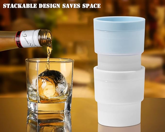 Ice Ball Maker Mold - Set of 4, Round Ice Cube Mold, 2.4 Inch Sphere Ice Cubes for Whiskey, Cocktails, Bourbon (4, White)