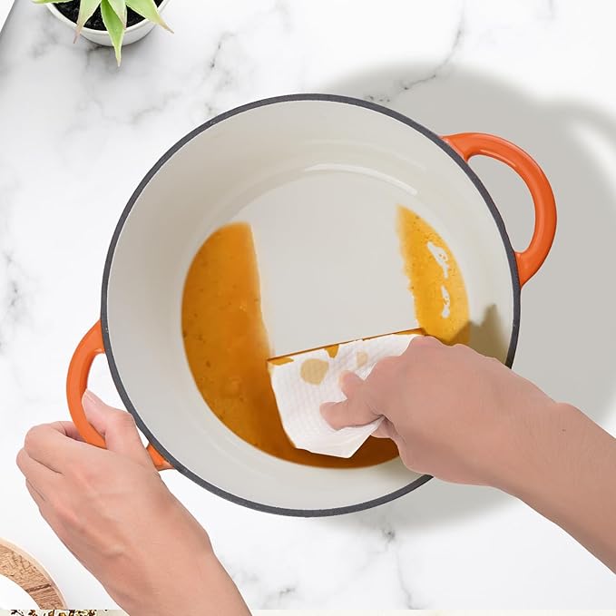 Enameled Cast Iron Dutch Oven Pot with Lid Heavy-Duty Cookware for Bread Baking, Braising, Stews, Roasting,4QT，orange