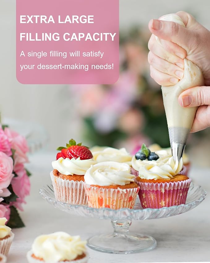 18/21/24 Inch Extra Large Piping Bags Disposable, 100 Pieces Icing Bags, Tipless Piping Bags, Thickened Pastry Bags, Non-Slip & Anti-Burst, Frosting Piping Bags for Cakes Cookies Decoration