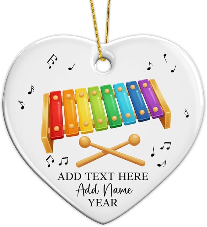 Personalized Xylophonist Christmas Ceramic Ornament, Custom Text Name & Year Xylophone Xmas Ornament, Xylophone Player Xmas Tree Hanging Ornaments 2025, Gift for Men Women Instrument Lover