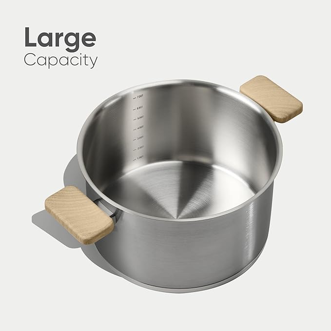 CAROTE Stainless Steel Stock Pot - 8 Quart Heavy Duty Induction Cooking Pot with Visible Lid for Pasta, Soup, Spaghetti, Bottom Big Stockpot, Deep Cookware for Canning, Boiling, Simmer