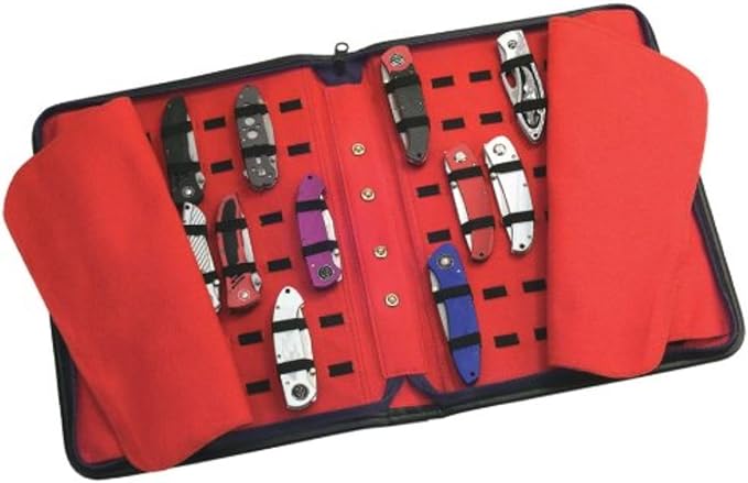 UNITED CUTLERY Large Pocket Knife Storage Case – Faux Leather Exterior, Felt-Lined Interior, Elastic Straps for Knives, Zipper Closure, Holds 40 Knives, For Protecting and Storing Knife Collection