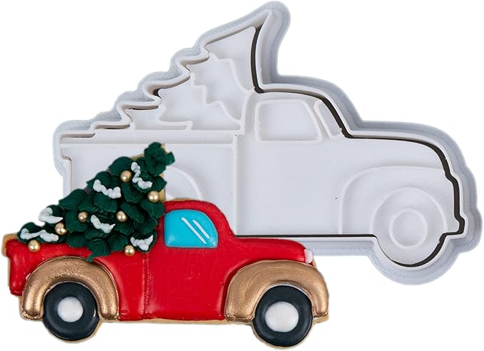 Flycalf Christmas Cookie Cutters Truck With Christmas Tree Shapes Fall Holiday PLA Baking Accessories Cutter Molds Gifts for Kids Decorative Party 3" Kitchen Cake Supplies