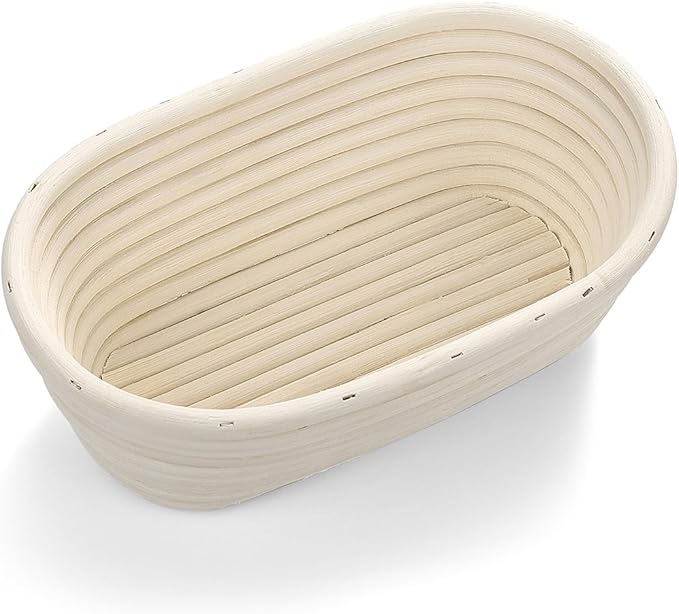 Saint Germain Bakery Premium Round Bread Banneton Basket with Liner - Perfect Brotform Proofing Basket for Making Beautiful Bread (10 inch Oval)