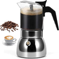 Stovetop Espresso Maker, 4Cup 200ML Stainless Steel Stovetop Italian Coffee Maker Transparent Glass Moka Pot, Coffee Maker Mocha Pot for Home Cafe Outdoor Office