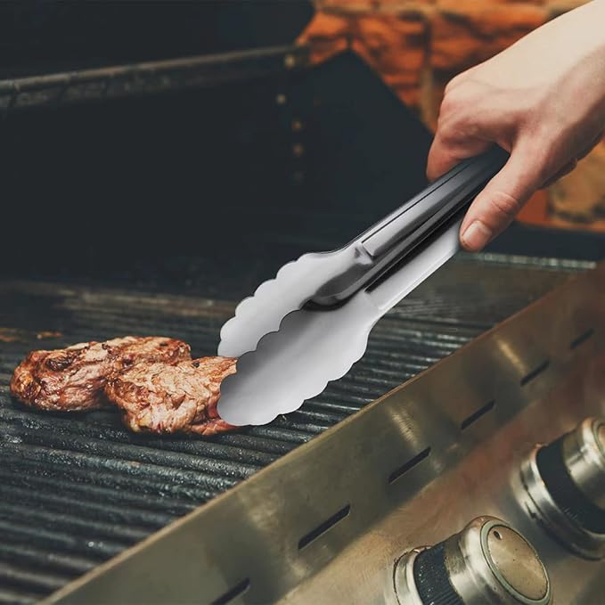 Serving Tongs, Stainless Steel Kitchen Cooking Food Buffet Salad Appetizer Tong 6 Pack 9 Inch