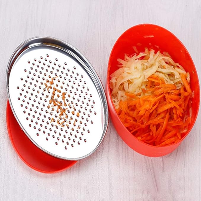 Stainless Steel Cheese Grater with Airtight Food Storage Container & Lid - Multi-Purpose Kitchen Tool for Grating Cheese, Vegetables, Ginger, and Citrus Fruits - Ideal for Home & Picnic Use